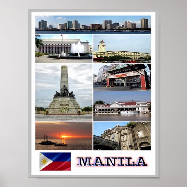 Póster Manila - Filipinas - Mosaico (Frente)