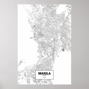 Póster Manila, Filipinas (negro sobre blanco)