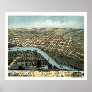 Póster Mankato, mapa panorámico del manganeso - 1870
