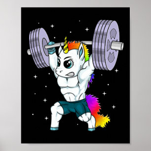 Póster Manly Unicorn Bodybuilding Muscle Funny Workout Gy