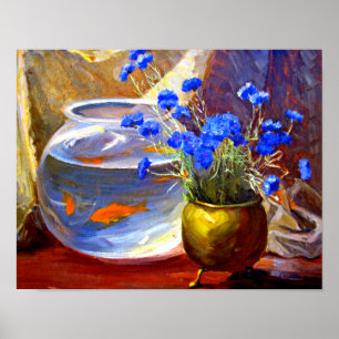 Póster Mannheim - Pecera y flores