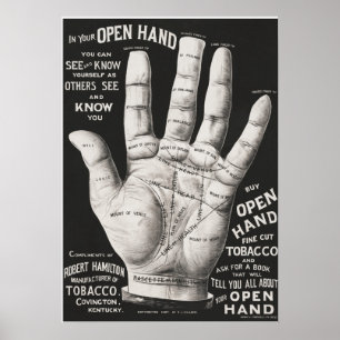 Póster Mano abierta, lectura de palma
