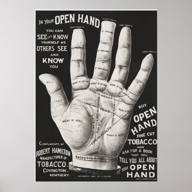 Póster Mano abierta, lectura de palma (Frente)