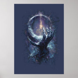 Póster Mano Cósmica Fantasía Oscura