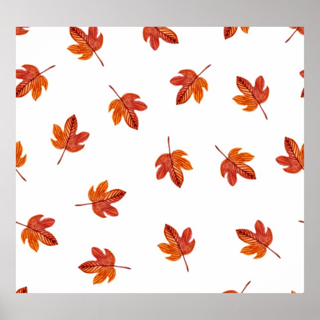 Póster Mano de acuarela de hojas de otoño dibujada (Frente)