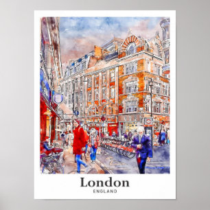 Póster Mano de agua de viaje de Londres Inglaterra