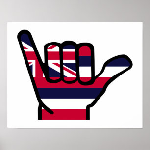 Póster Mano de bandera de Hawái