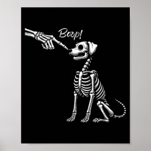 Póster Mano de esqueleto acariciando perro cachorro lindo