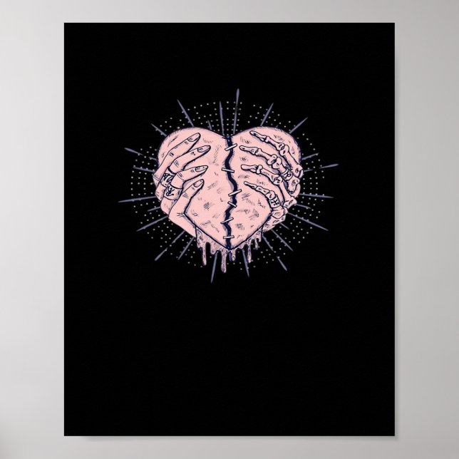 Póster Mano De Esqueleto Con Clásico Del Corazón (Frente)