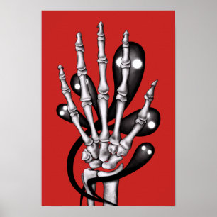Póster Mano De Esqueleto Con Fantasma