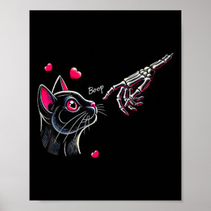 Póster Mano de esqueleto de gato negro Boop Día de San Va