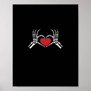 Póster Mano de esqueleto de niños Corazón Día de San Vale