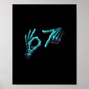 Póster Mano de esqueleto divertida Meme 67 Gen Alpha Hall