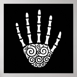 Póster Mano de esqueleto espiral