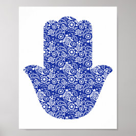Póster Mano de Hamsa Blue White Lucky Talisman