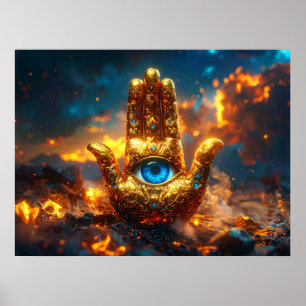 PÓSTER MANO DE HAMSA - BUDISMO ZEN