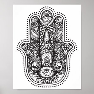 Póster Mano de Hamsa de Fatima Símbolo Islámico Oriental