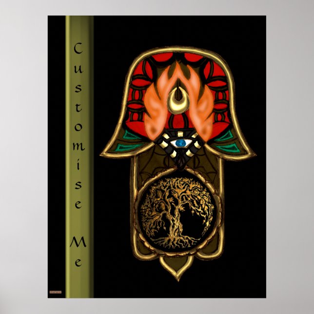 Póster Mano de la hazaña de Hamsa: Árbol de la Vida (Frente)