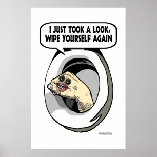 Póster Mano de marioneta en el baño