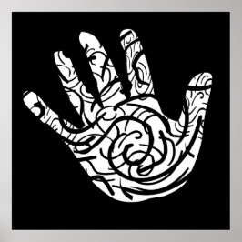 Póster mano de palma geométrica abstracta