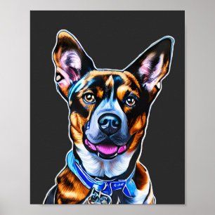 Póster Mano de retrato de perro de color acuático pintado