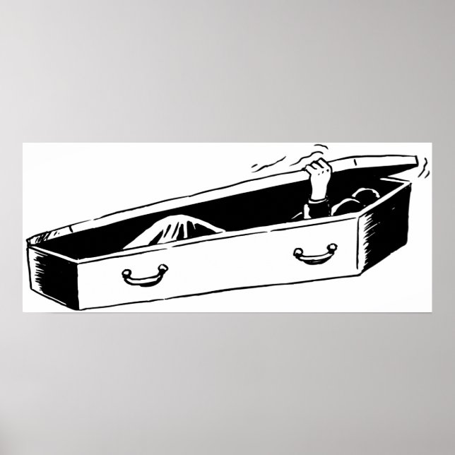 Póster Mano de terror emergiendo del ataúd (Frente)