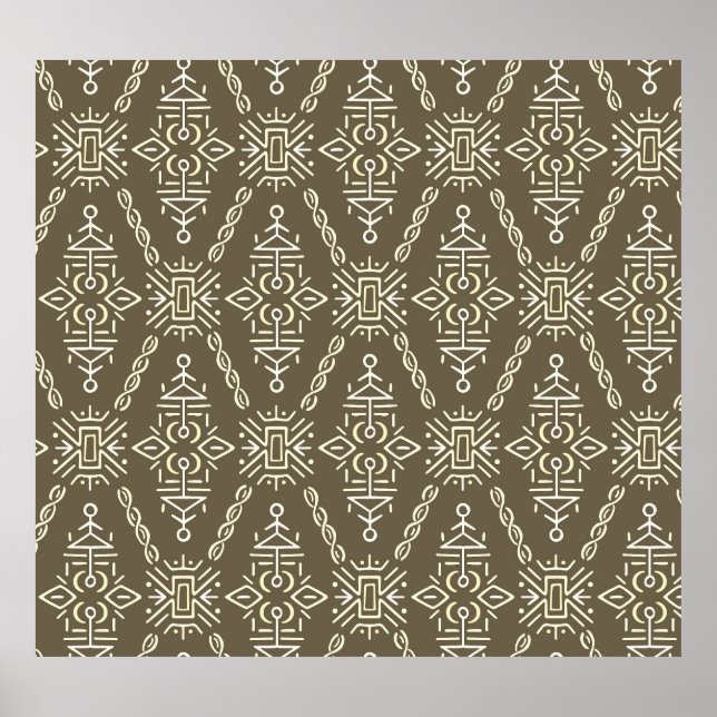 Póster Mano étnica dibujada en mosaico boho (Frente)