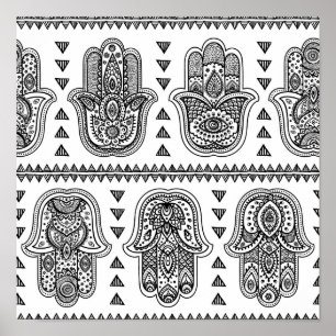 Póster Mano india dibujó Hamsa Doodle 2