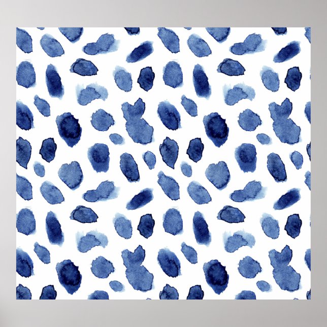 Póster Mano Pintada, Cortinas De Agua Azul. (Frente)