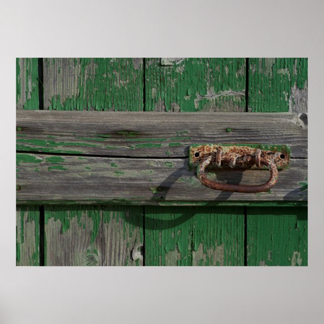 Póster Mano Rústica De La Puerta En La Puerta Verde (Frente)