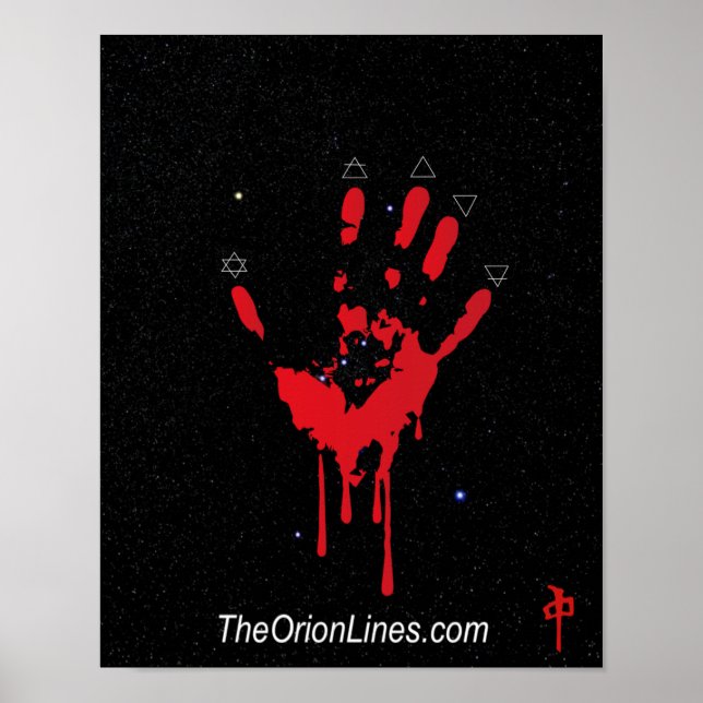 Póster mano sangrienta sobre el poster de orion (Frente)
