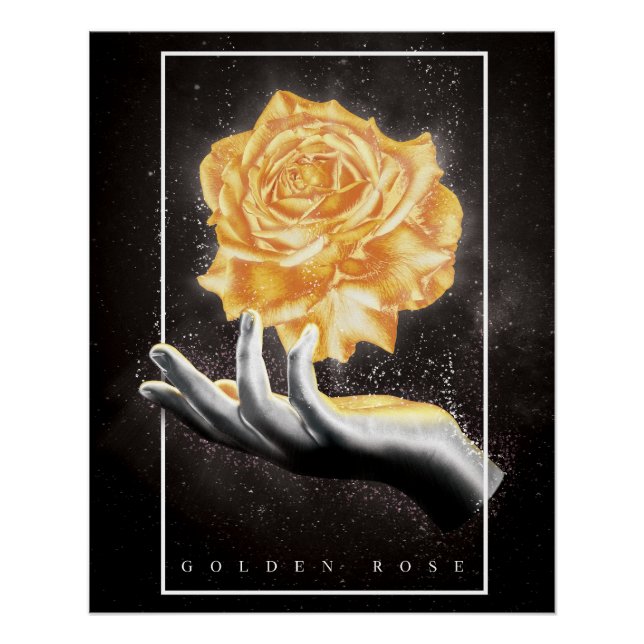 Póster Mano sosteniendo un Rosa de oro (Anverso)