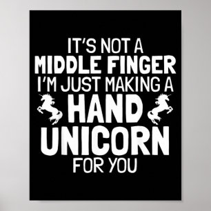 Póster Mano Unicornio Dedo Medio Divertido Sarcástico Gro