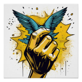 Póster Mano y alas - Arte pop audaz y expresivo