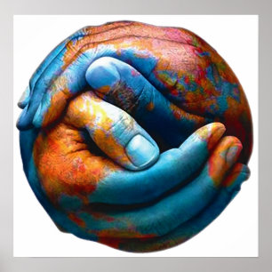 Póster Manos abrochadas que forman paz de mundo de la