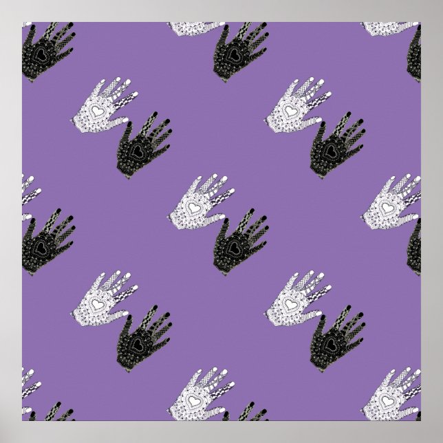 Póster Manos de amistad negras y blancas (Frente)