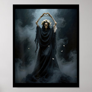 Póster Manos de corazón fantasma día de las madres flores