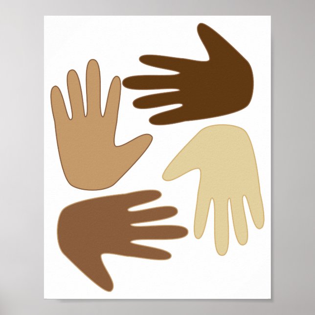 Póster Manos de diferentes etnias (Frente)