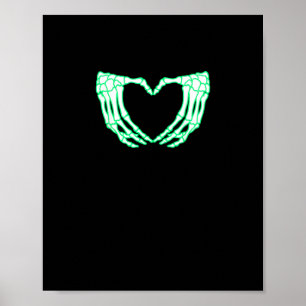 Póster Manos de esqueleto, corazón, disfraz de Halloween