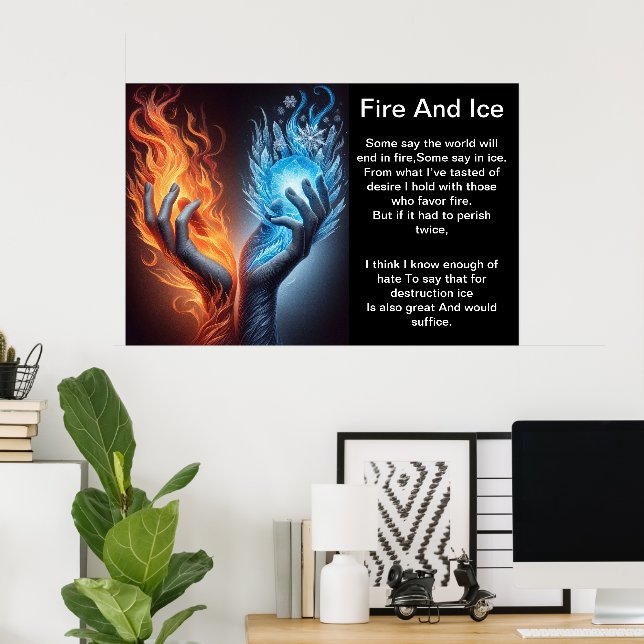 Póster Manos de fuego y hielo (Oficina en casa)