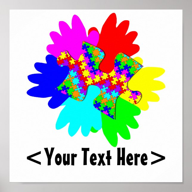 Póster Manos De personalizable Y Pieza De Rompecabezas De (Frente)