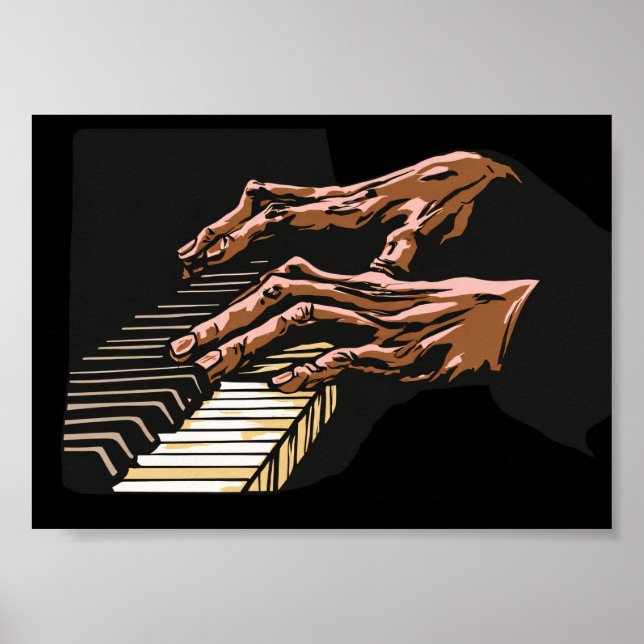 Póster Manos de pianista tocando el piano –  (Frente)