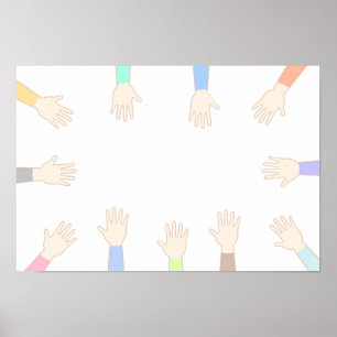 Póster Manos de todos, conectando manos.