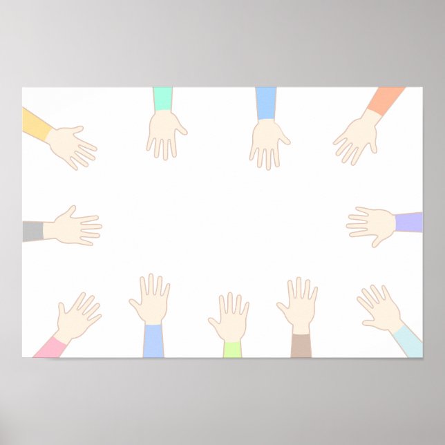 Póster Manos de todos, conectando manos. (Frente)
