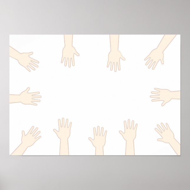 Póster Manos de todos, conectando manos. (Frente)