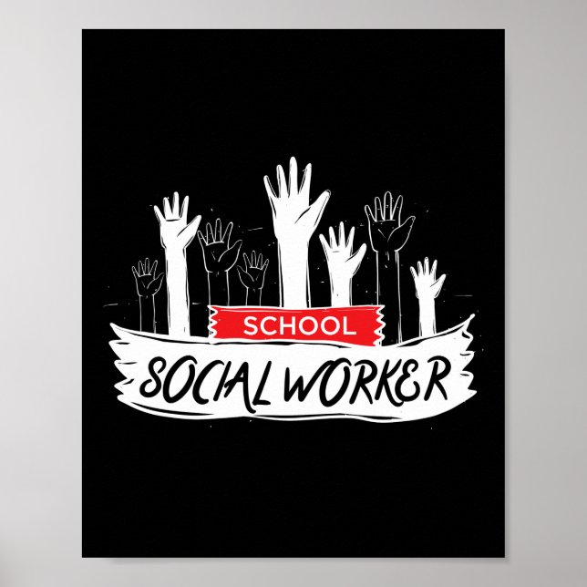 Póster Manos de trabajador social escolar (Frente)