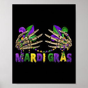 Póster Manos divertidas del esqueleto del Mardi Gras
