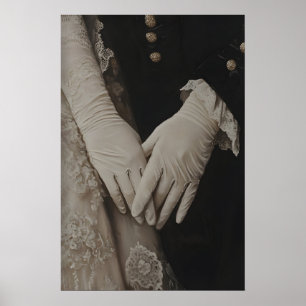 Póster Manos Elegantes Victorianas con Guantes, Romántico