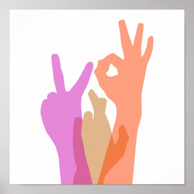 Póster Manos - La paz tiene suerte (Frente)