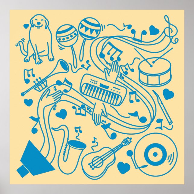 Póster Manos musicales - Diseño ASL (Frente)